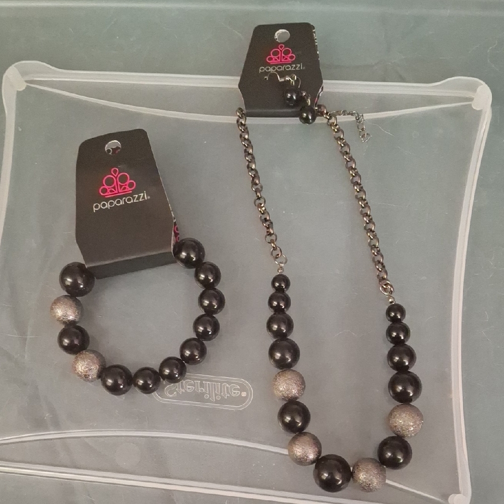 Paparazzi BUNDLE - Black and Silver Necklace